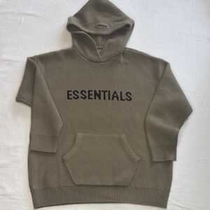 Fear of God Essentials Khaki 100% Cotton Knit Hoodie size M